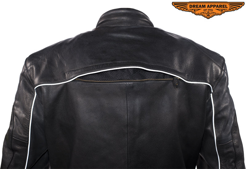 Mens Naked  Cowhide Leather Black Racer Jacket