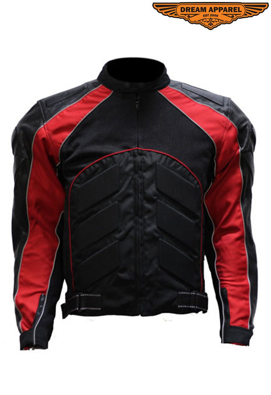 Red Mens Jacket With 1 Piece Panel For Patches