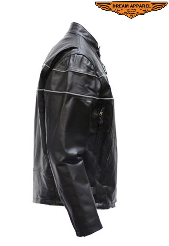 Mens Racing Motorcycle Jacket With Reflective Trim