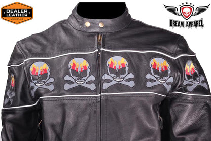 Motorcycle Leather Jacket With Skulls