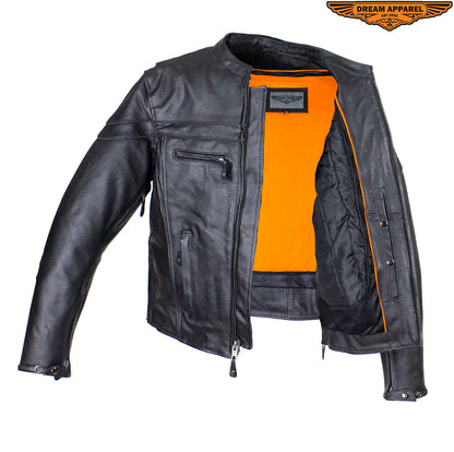 Men's Reflective Leather Concealed Carry Jacket