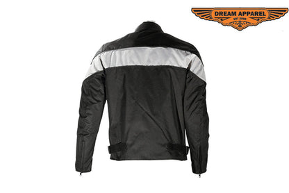 Mens Textile Motorcycle Jacket With Wide Gray Stripe