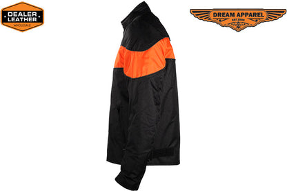 Mens Textile Motorcycle Jacket With Wide Orange Stripe