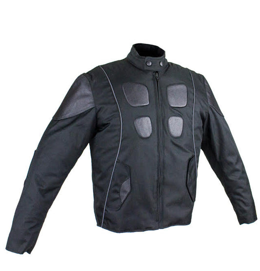 Mens Textile Motorcycle Jacket Leather Padding on Shoulders