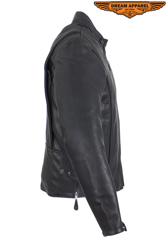 Mens Leather Motorcycle Jacket With Air Vents