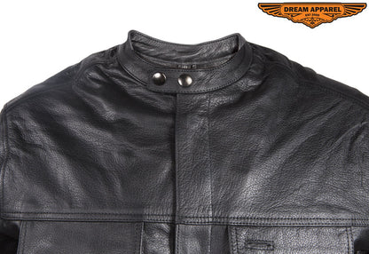 Mens Light Weight Leather Shirt With Short Sleeves