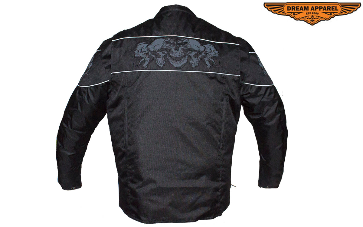 Men's Textile Concealed Carry Racing Jacket with Reflective Skulls