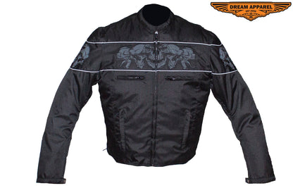 Men's Textile Concealed Carry Racing Jacket with Reflective Skulls