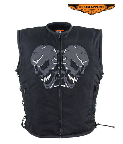 Mens Vest With Skulls Design & Gun Pocket