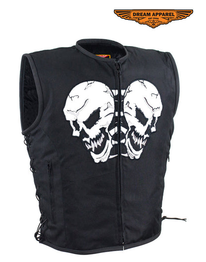 Mens Vest With Skulls Design & Gun Pocket