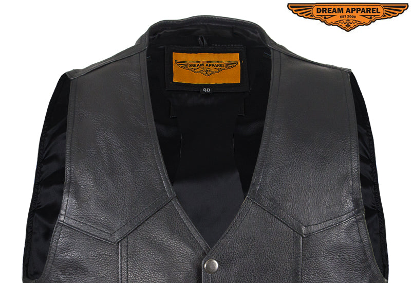 Mens Black Leather Vest