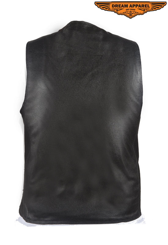 Mens Black Leather Vest