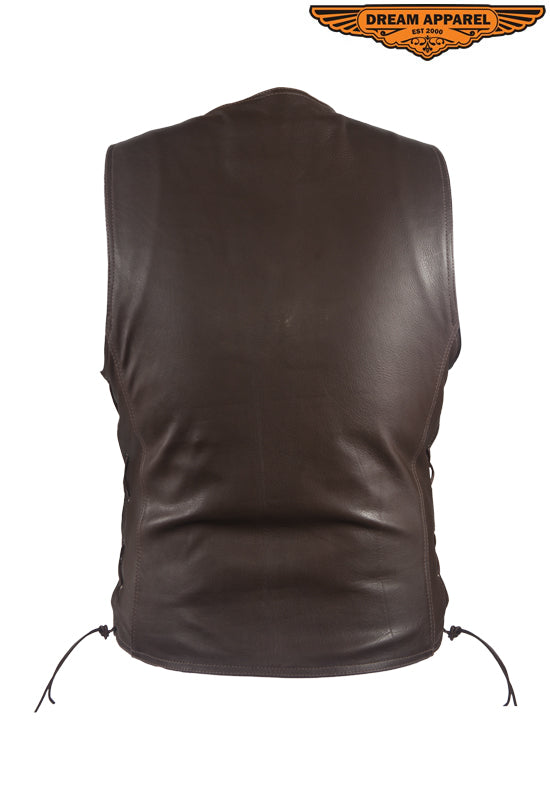 Mens Brown Leather Vest