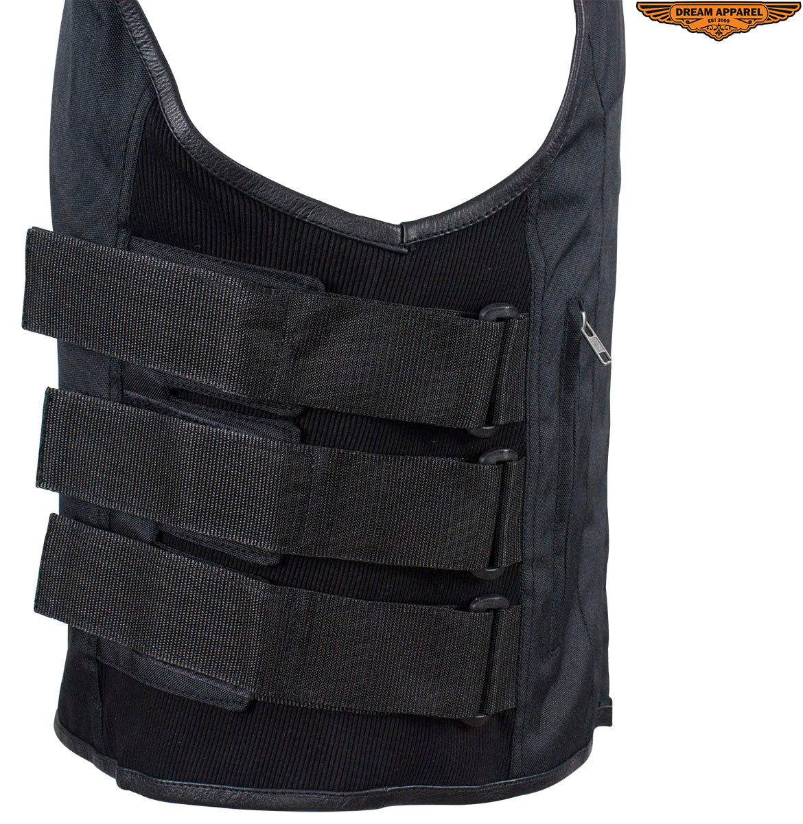 Men’s Black Motorcycle Textile Vest with Gun Pockets