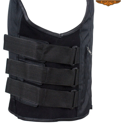 Men’s Black Motorcycle Textile Vest with Gun Pockets