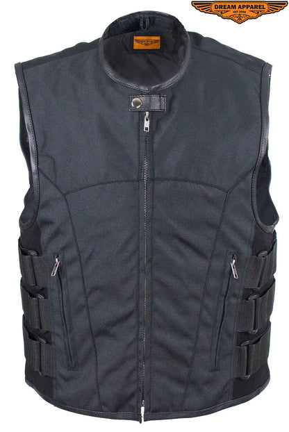 Men’s Black Motorcycle Textile Vest with Gun Pockets