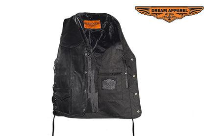 Mens Leather Vest With Buffalo Nickel Snaps