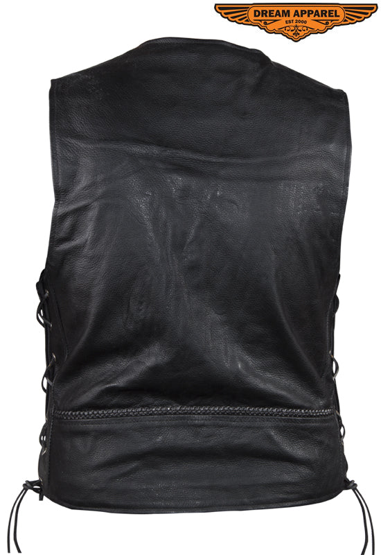 Mens Leather Vest With Laces