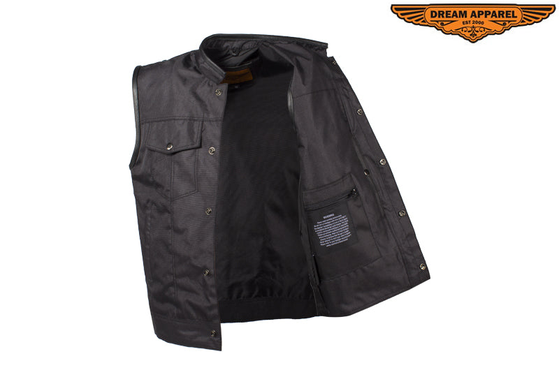 Dream Apparel Mens Textile Motorcycle Vest With Concealed Carry Pockets