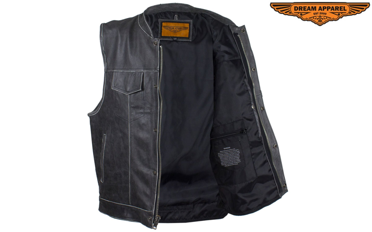 Dream Apparel Men's Gray Motorcycle Club Vest