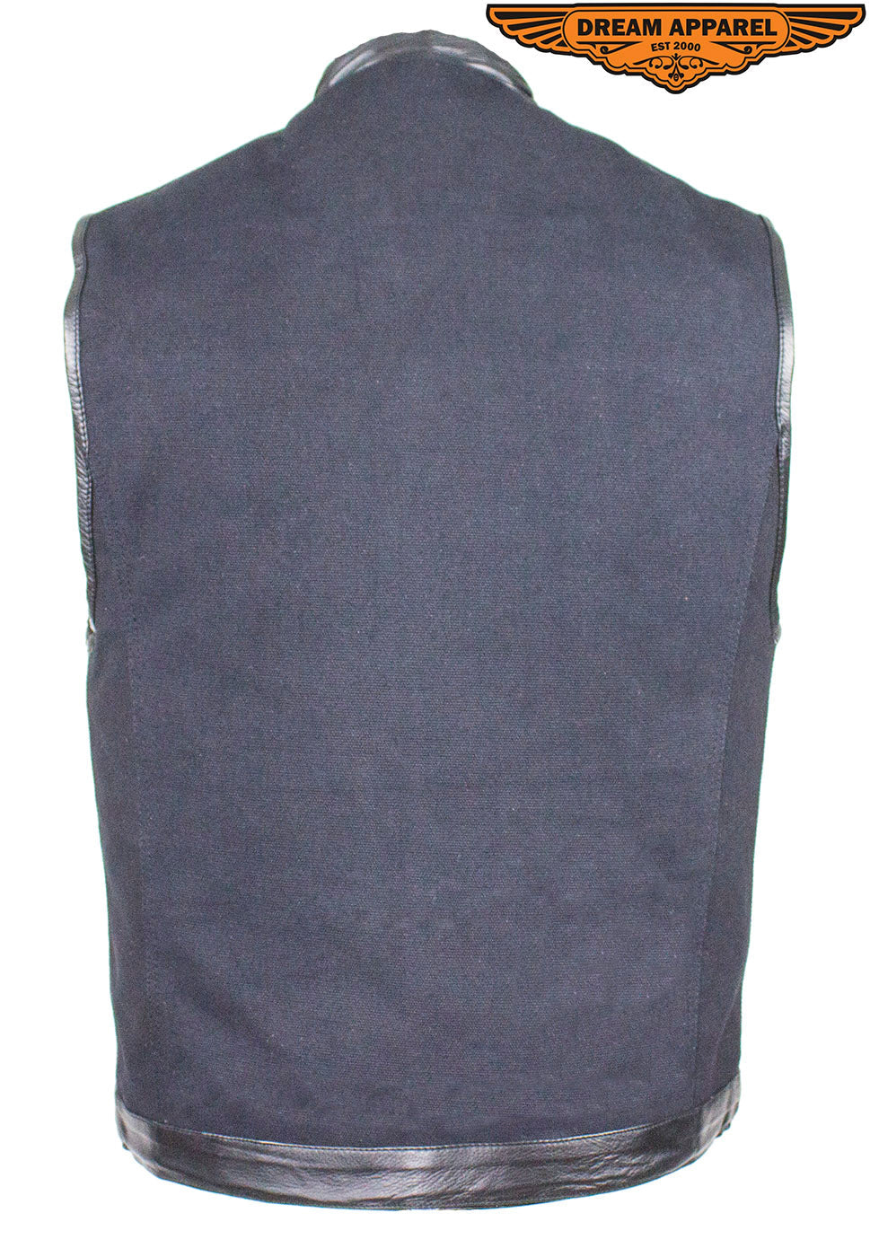 Mens Black Canvas CLUB VEST® with Zipper and Snaps on Front