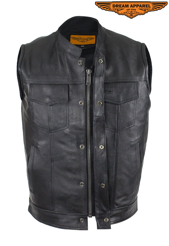 Mens Motorcycle Club Vest With Black Liner