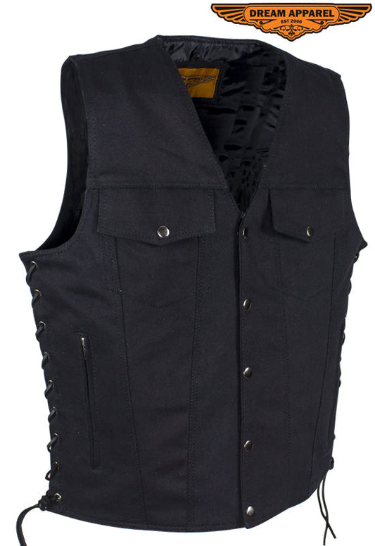 Men’s Black Denim Motorcycle Club Vest