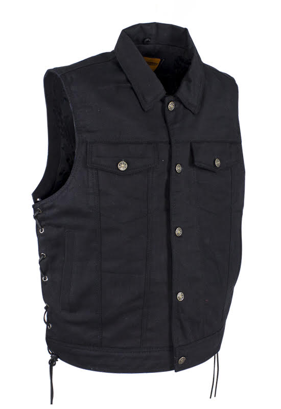 Mens Plain Denim Vest With 5 Snaps