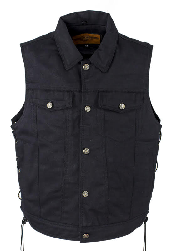 Mens Plain Denim Vest With 5 Snaps