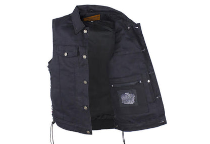 Mens Plain Denim Vest With 5 Snaps