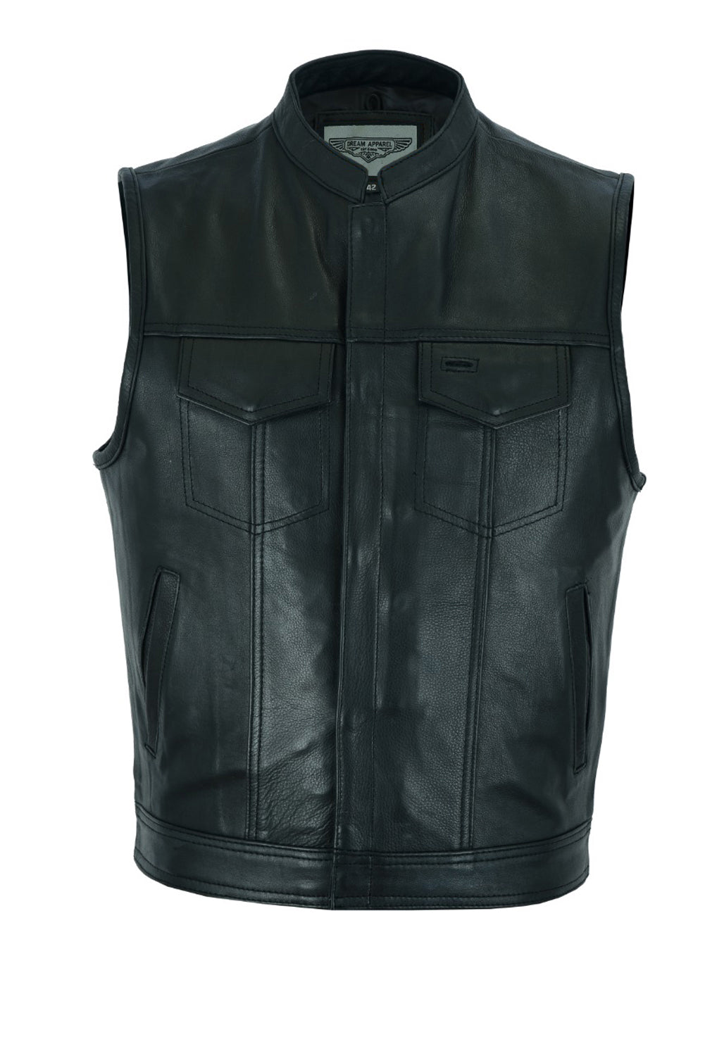 Mens Grey SOA Style Motorcycle Club Vest® Distressed Grey Cowhide Leather