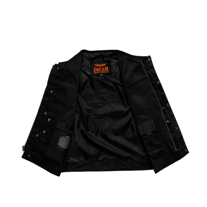 Dream Apparel Men's Black Denim Club Vest with Conceal Carry Pockets