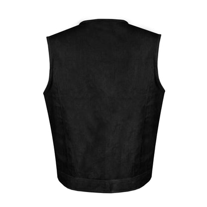 Dream Apparel Men's Black Denim Club Vest with Conceal Carry Pockets