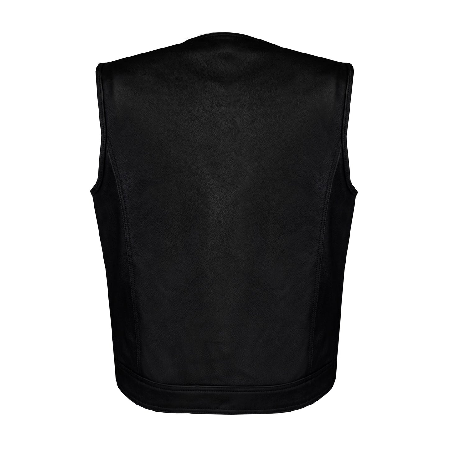 Dream Apparel Mens Motorcycle Collarless CLUB VEST® with Black Liner & Zipper Front Closure