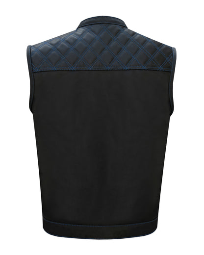 Dream Apparel Mens Black Vest BLUE Thread Diamond Padding