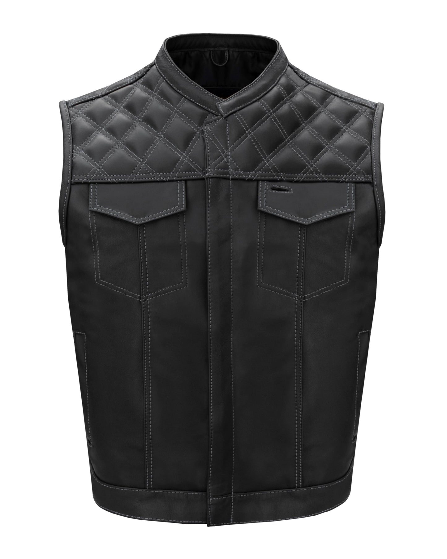 Dream Apparel Mens Black Vest Diamond Padding WHITE Threading