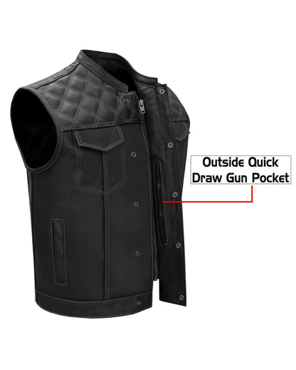 Dream Apparel Mens Black Vest Diamond Padding WHITE Threading