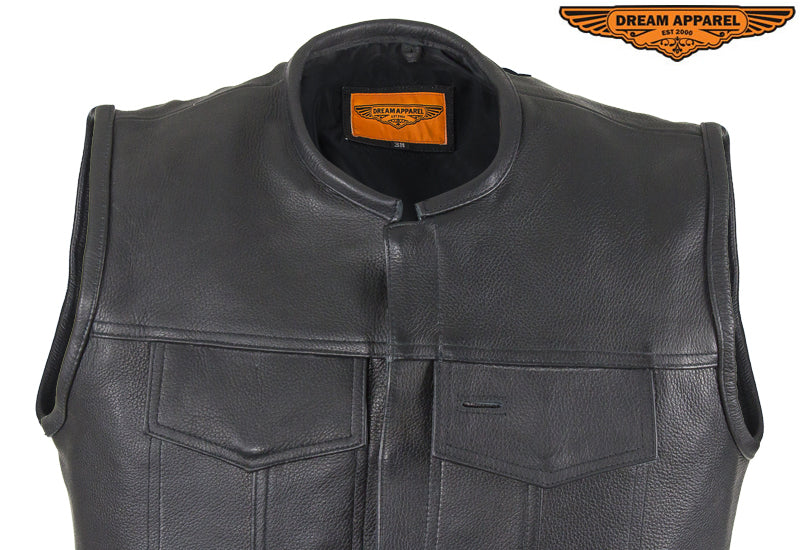 Mens 1/2" Collar Motorcycle Club Vest