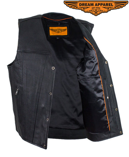 Mens Classic Motorcycle Club Vest With Gun Pockets