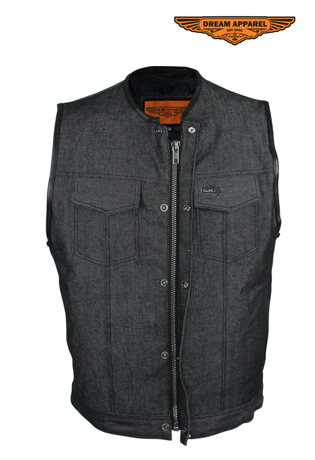 Dream Apparel Men's Black Denim Club Vest