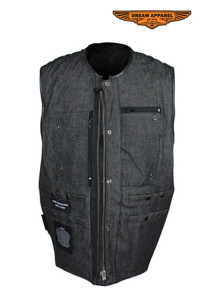 Dream Apparel Men's Black Denim Club Vest