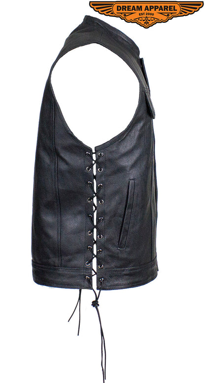 Men's Split Leather Conceal Carry Pocket Vest