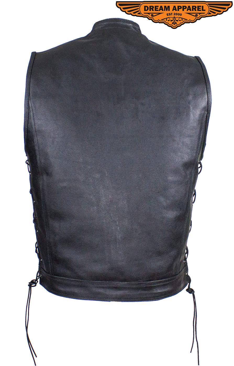 Men's Split Leather Conceal Carry Pocket Vest