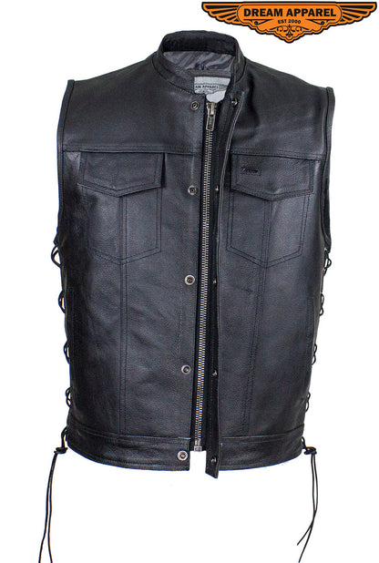 Men's Split Leather Conceal Carry Pocket Vest