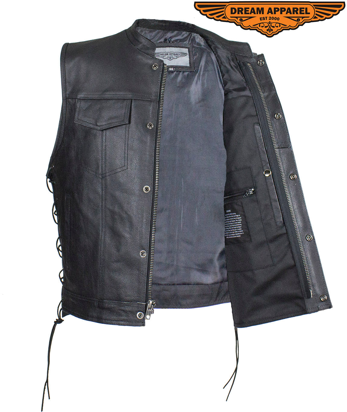 Men's Split Leather Conceal Carry Pocket Vest