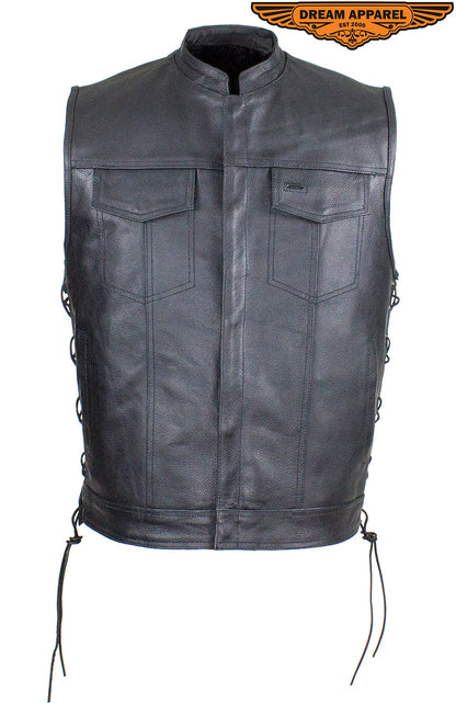 Men's Split Leather Conceal Carry Pocket Vest