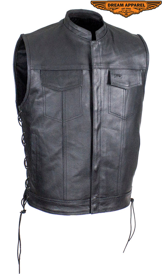 Men's Split Leather Conceal Carry Pocket Vest