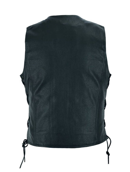 Womens Leather Motorcycle Vest With Concealed Carry Pockets & Side Laces