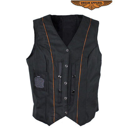 Women's Concealed Carry Pockets Vest With Side Laces – Black