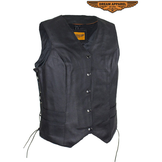 Women's Black Concealed Pocket Vest with Side Laces